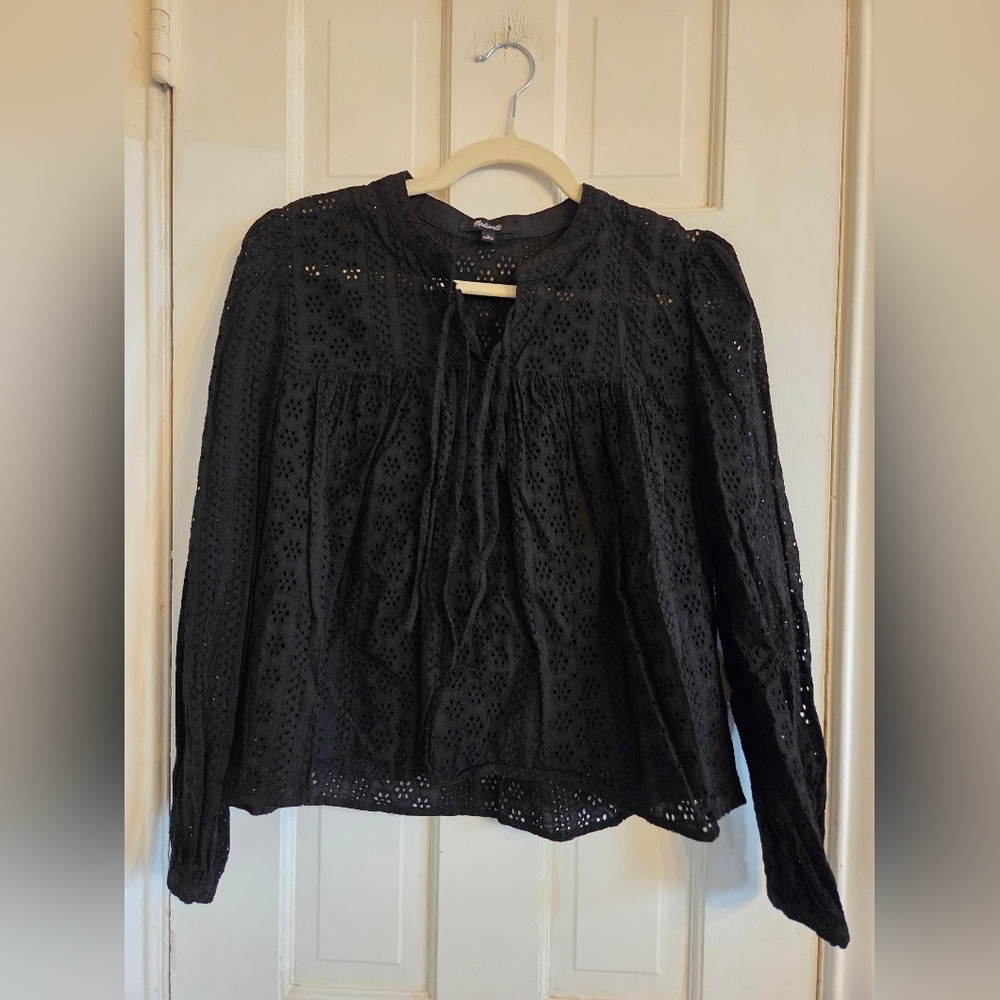Madewell Black Eyelet Blouse